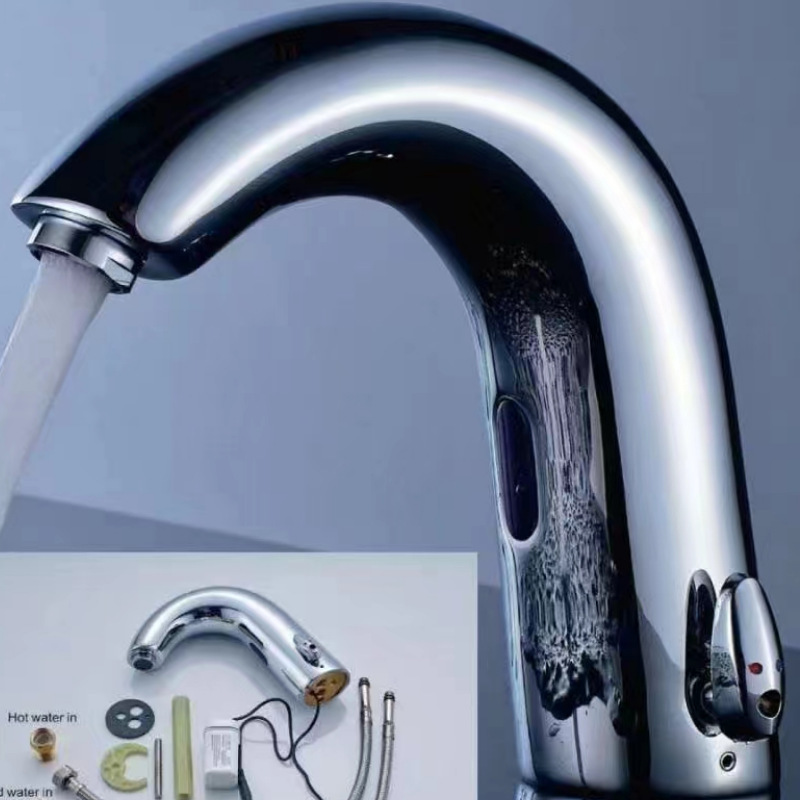 Household copper intelligent induction faucet infrared automatic switch water outlet basin non-contact hand washing device