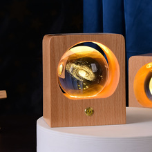 水晶3d内雕木质工艺品DIY图案刻字卧室摆件小夜灯水晶球银河