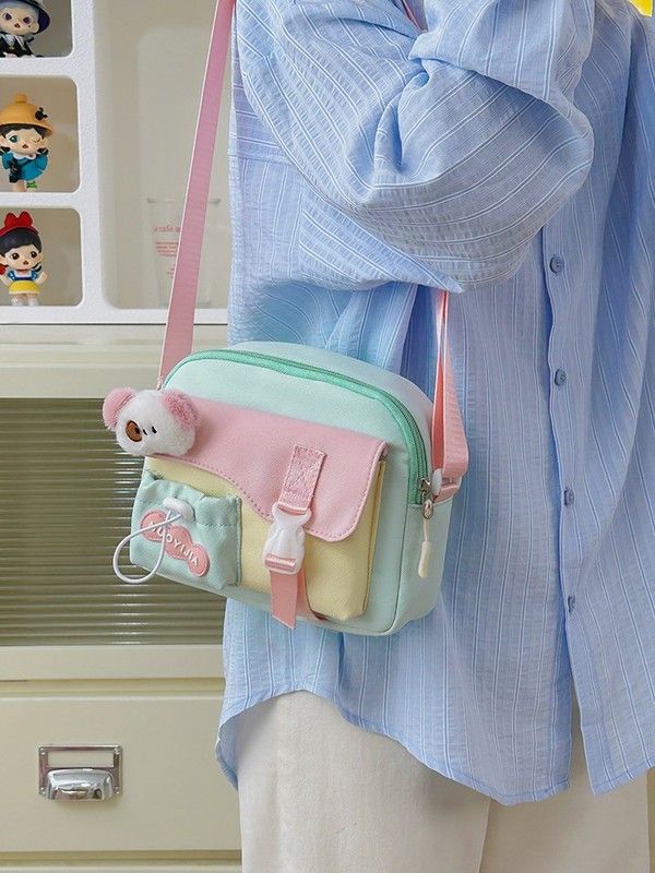 日本のかわいい小さなバッグ女の子クロスボディ小学生ショルダーバッグ甘い学生キャンディーカラー携帯電話大学生|undefined