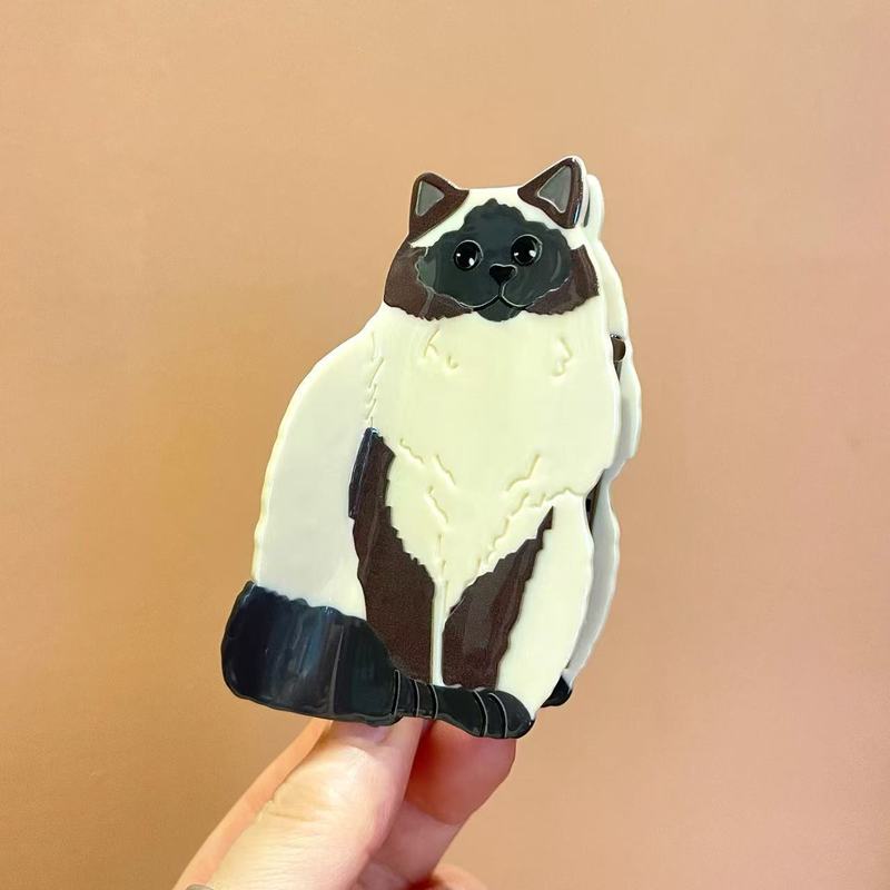 新款小野猫醋酸发夹可爱动物抓夹个性后脑勺盘发鲨鱼夹发卡头饰女|undefined