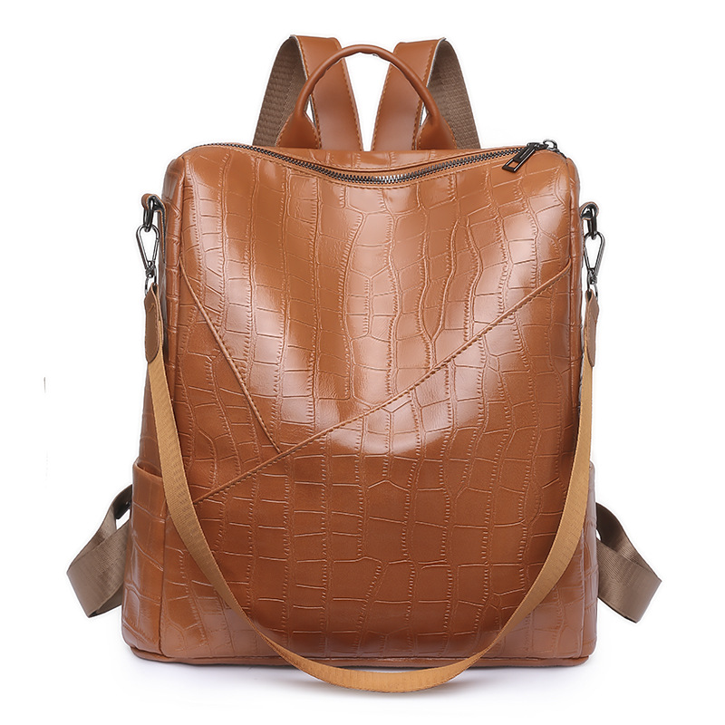 Comercio exterior 2023 verano nuevo estilo coreano PU mochila femenina moda simple de gran capacidad mochila de viaje de un solo hombro
