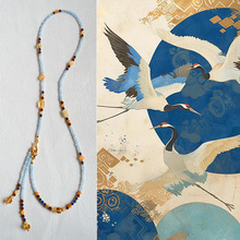 设计师原创中国风小众复古真石串珠流苏可拆卸一款多戴项链毛衣链