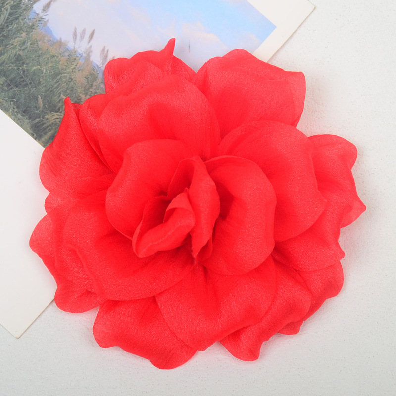光沢のあるシルクサテン生地立体二層バラの花 diy 手作りヘッドフラワーヘアアクセサリー靴と帽子アクセサリー|undefined