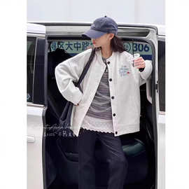 发泡印花工艺棒球服女童装开春秋季外套新款儿童洋气舒适时髦夹克