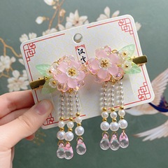 Han Dust Ancient Style Children's Hanfu Hairpin with Tassel Step-Turn Hair Accessory for Girls, Chinese Style Classical Retro Clip