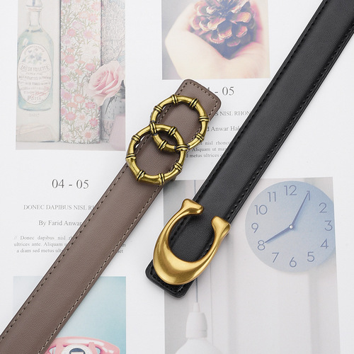 New Women's Belt Korean Style Stitched Leather Belt for Women, Slimming Business Western Pants, Simple and Versatile Jeans Belt