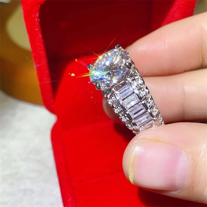 Venta al por mayor 5 quilates D color moissanite anillo femenino platino diamante anillo pareja anillo propuesta regalo de boda con certificado