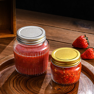Vertical Bar New Jam bottle sauce bottle glass honey bottle chili sauce bottle Mason sealed oatmeal bottle household