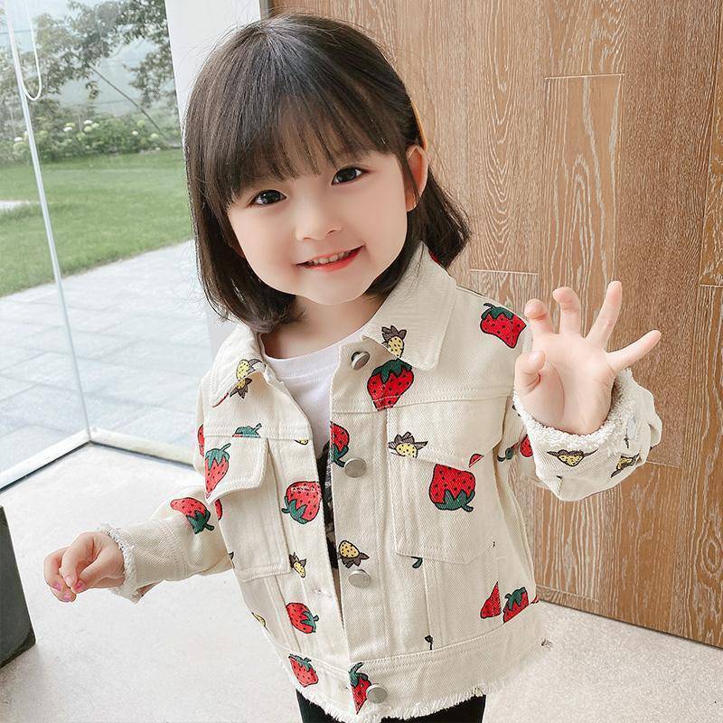 Girls denim jacket spring and autumn clo...