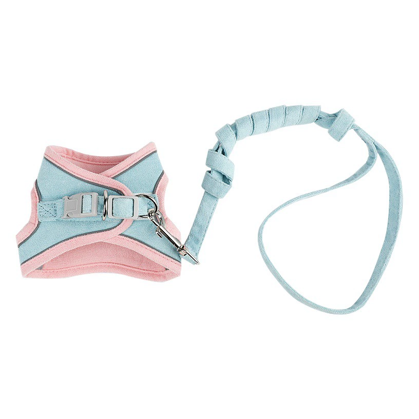 Тяговая веревка для домашних животных в наличии, замшевый цвет, подходящая по цвету грудная спина, анти-брейк, кошка, прогулочная веревка, тяговые принадлежности оптом