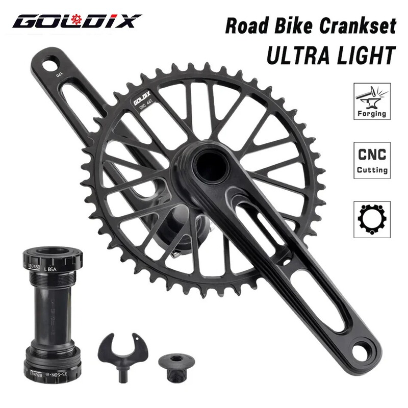 Goldix Road Bike Gxp Three-Bolt Crankset 50-34t Double Chainring Ultra-Light Hollow Integrated Double Chainring
