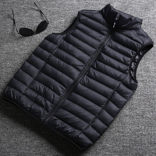 Men's Off-Season Down Vest, Lightweight, Stand Collar, Large Size, Warm Autumn/Winter Coat