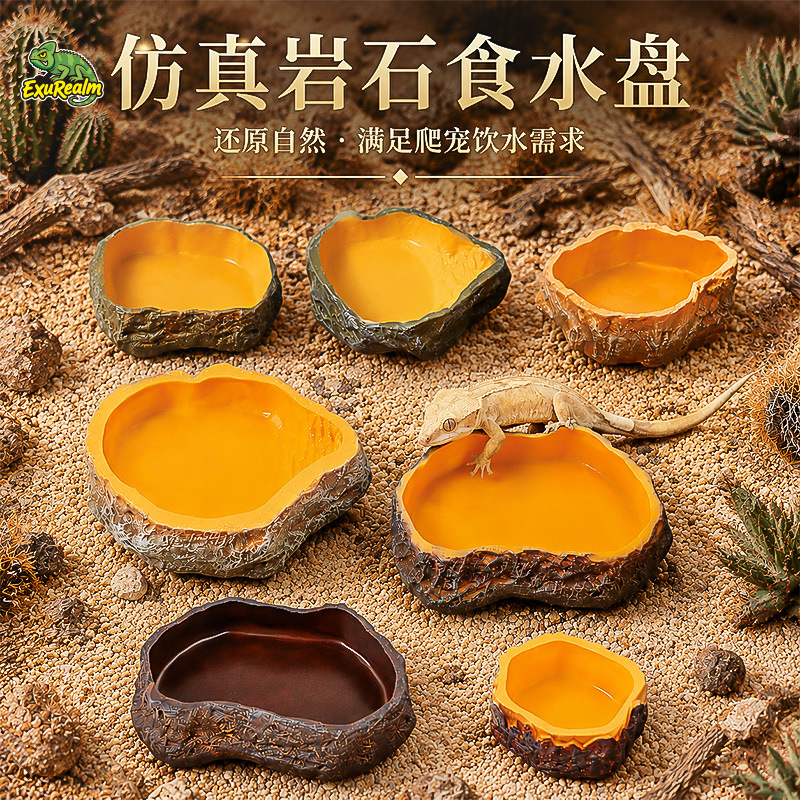 Reptile Pet Feeding Basin Reptile Pvc Water Basin Food Basin Tortoise Hedgehog Landscaping Rock Gecko Reptile Pet Avoidance Feed