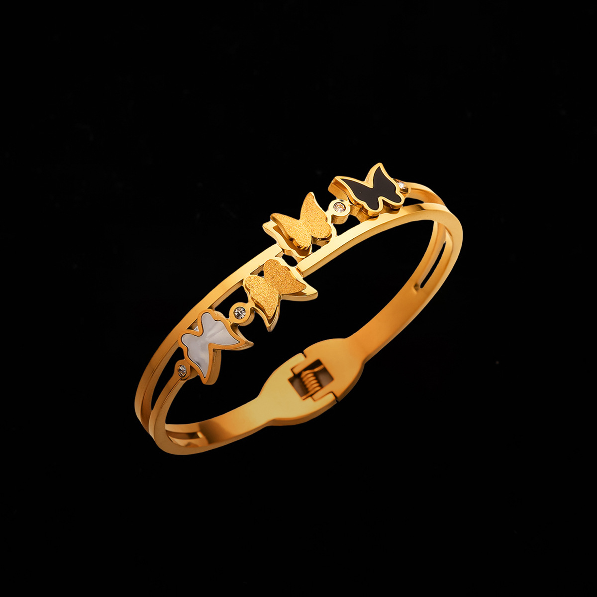 Yunyao estilo coreano de acero de titanio pulsera de mariposa abierta pulsera de resorte abierta no decoloración joyería image 5