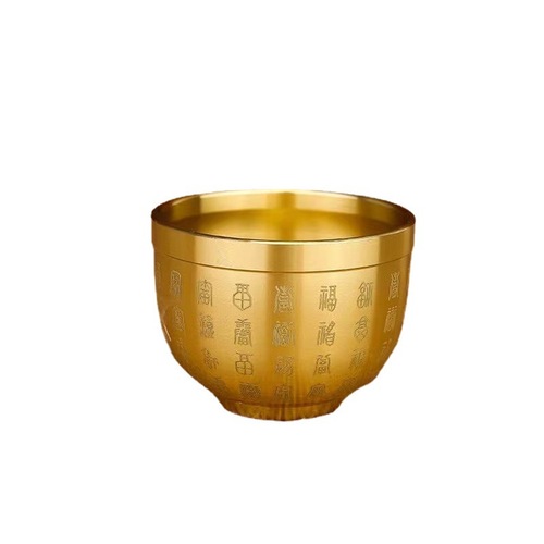 Pure Brass Small Pfaff Cup Rice Cylinder Copper Cup Laser Engraved Pfaff Copper Cylinder Wine Glass Pure Copper Ornaments Factory Direct Sales