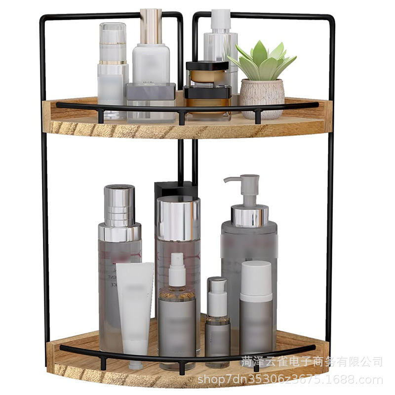 2-Tier Bathroom Counter Storage Rack, Wooden Desktop Storage Rack, Bathroom Corner Shelf, Vanity Organizer Box, Cross-Border Corner Shelf
