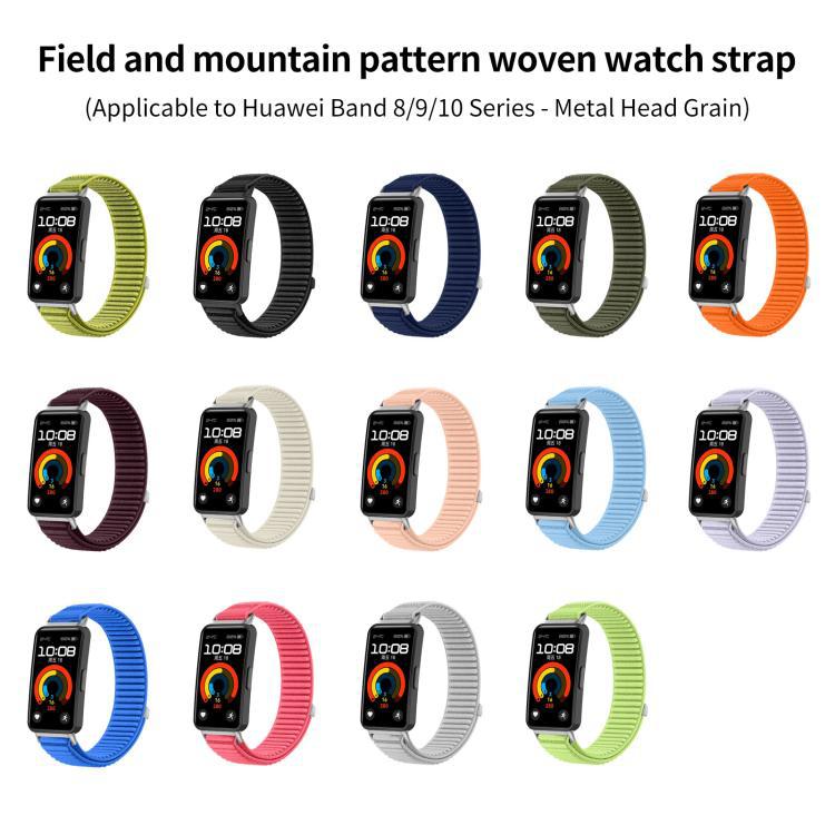 Para Huawei Band10 / 9 / 8 xDfind Wild Mountain Pattern Trenzed Nylon Velcro Bandera