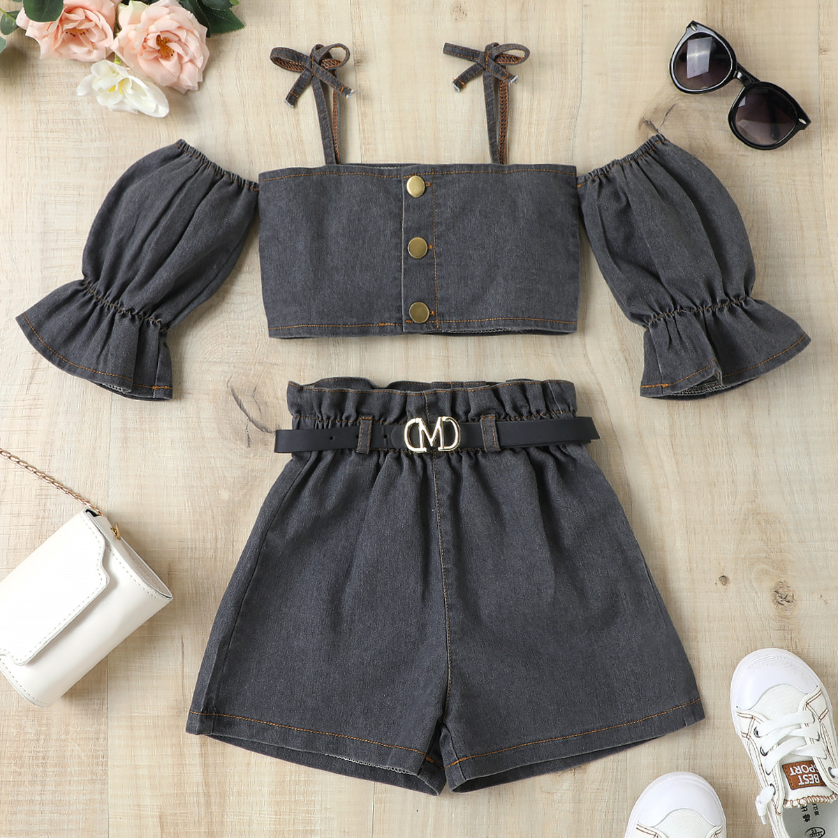 292g Weight Kids Clothing Sets Children's Clothing Type Short Sleeve Sleeve Length Cotton Fabric Type Shorts Sets Sets Type 2 Pieces Set Quantity Casual, Daily Occasion Collarless Neckline Regular Fit Fit Type Solid Color Pattern 2025 Spring and Summer Season Girl'S Gender Simple Style Style Simple Style Solid Color Cotton Girls Clothing Sets 无