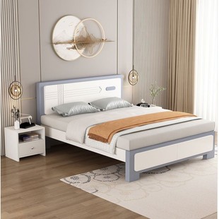 New Chinese-Style Solid Wood Bed 1.8m Master Bedroom Economical Rental Home 1.2m Double Bed New Panel Single Bed