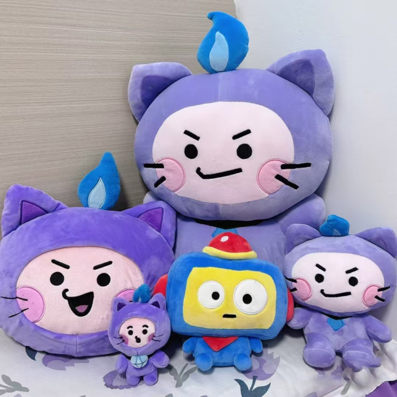 新しいロボットぬいぐるみリトルレッドブック同じ枕ギフト子供のためのかわいい漫画紫色の猫人形|undefined