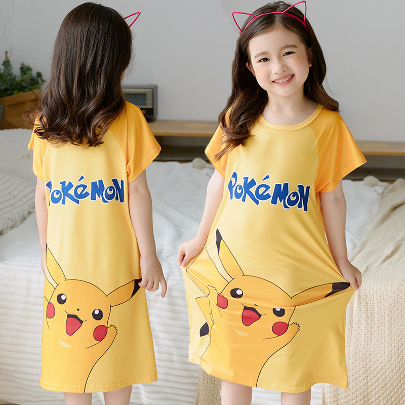 Children's nightdress summer new short-sleeved girls' pajamas Korean cute princess dress thin girls' nightdress home wear