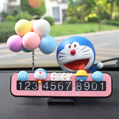 Nömrəli dayanma kartı, Phone Plate, Car Interior Decoration - pink-parking-card-sitting-cat-colorful-ball