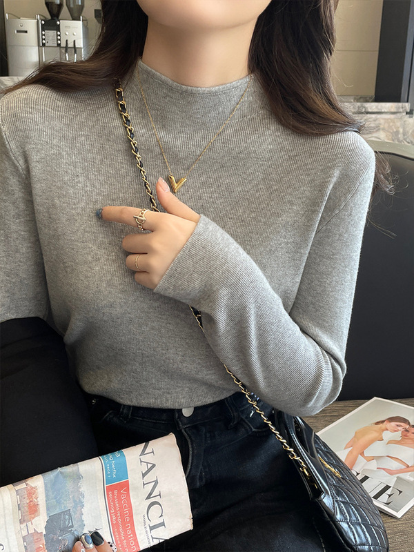 半高领针织打底衫女内搭2025秋季女装新款修身洋气毛衣长袖上衣|undefined