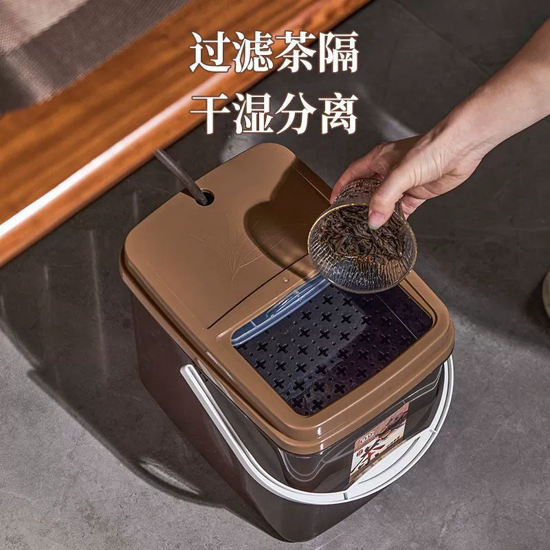 Bucket, transparent garbage can, plastic tea set with accessories