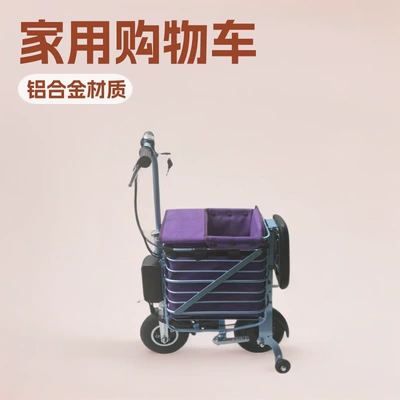 Mini Foldable Rideable Scooter with Pedals for Elderly People, Luggage Electric-Assisted Tricycle, Riding Luggage Cart