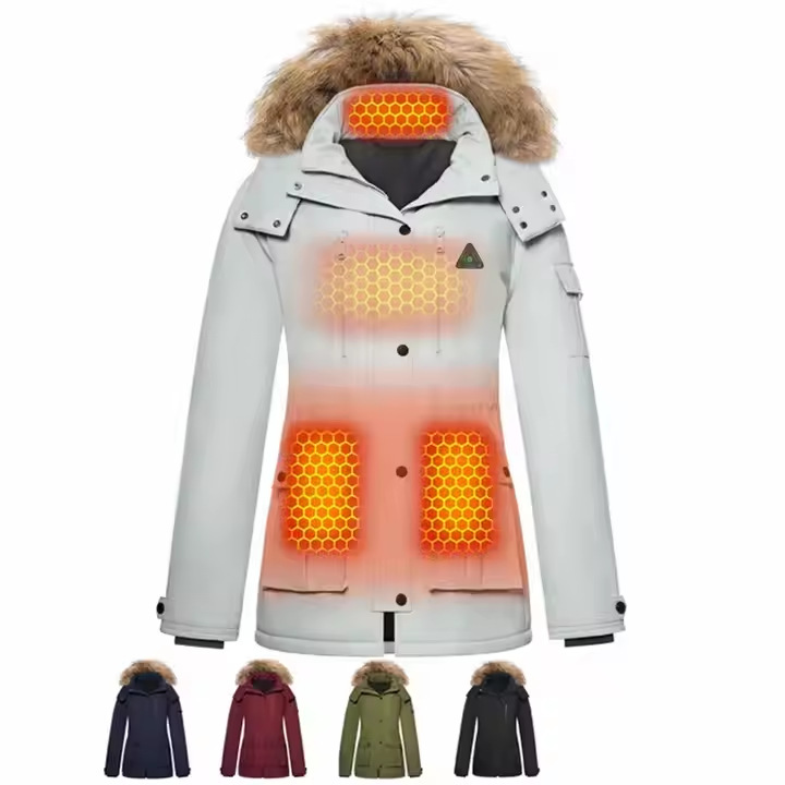 Customized White Scandinavian Warm Jacket Waterproof Windproof Intelligent Heating Jacket Jacket Women's Source Factory