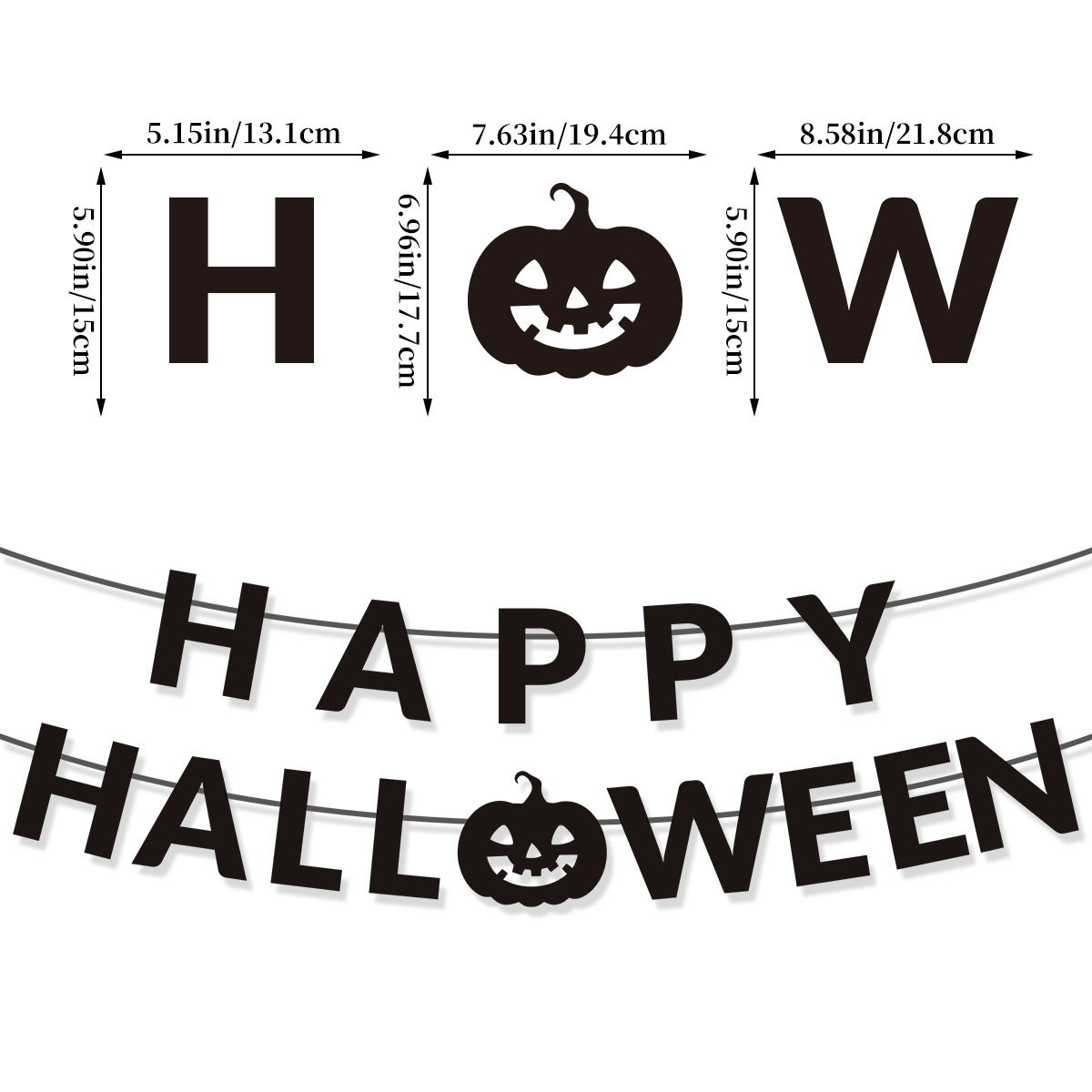 黑色字母万圣拉旗尺寸1