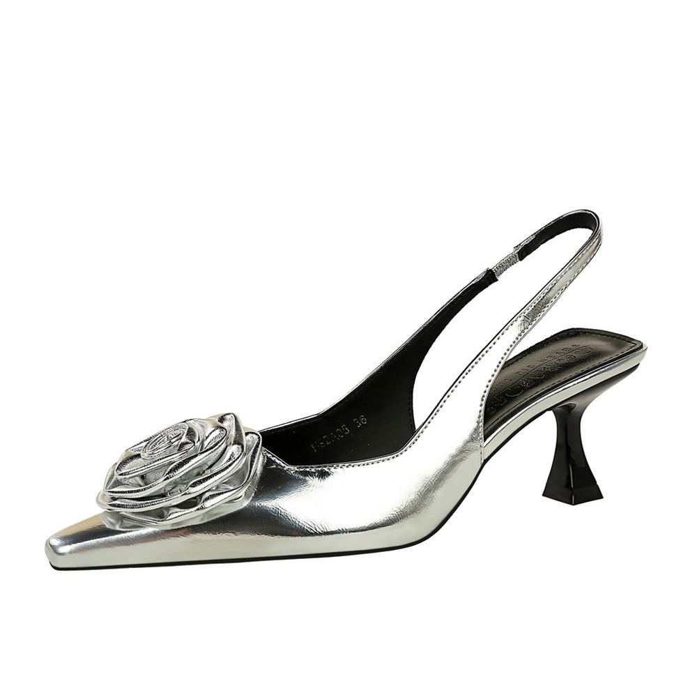 2A05-H56 Korean Style Floral Patchwork Single For Women Square Toe Shallow Mouth Backless High Heels With Strap And Wine_vogvips.com