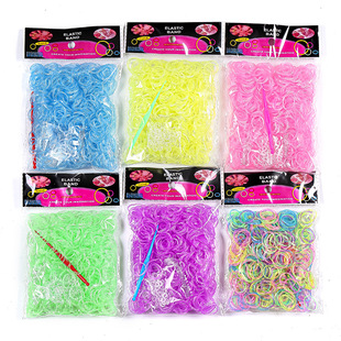 1.5CM rainbow woven luminous rubber band DIY handmade puzzle 600 bags supplement package luminous rubber band