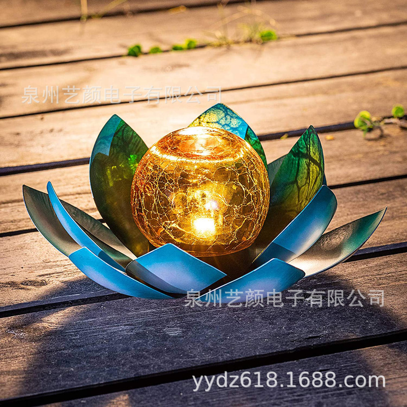 Solar Iron Lotus lamp led courtyard pool garden decoration Lotus outdoor landscape lamp lawn lamp manufacturers