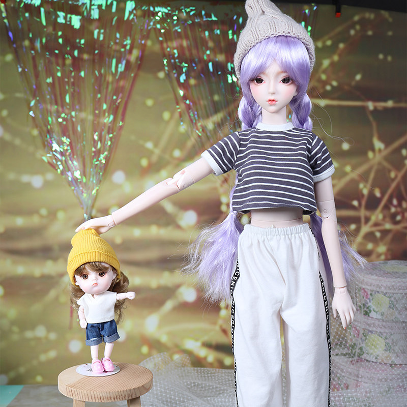 Spot 60cm doll clothes Debisheng 3 points bjd doll suitable to wear striped T-shirt sports doll dress skirt