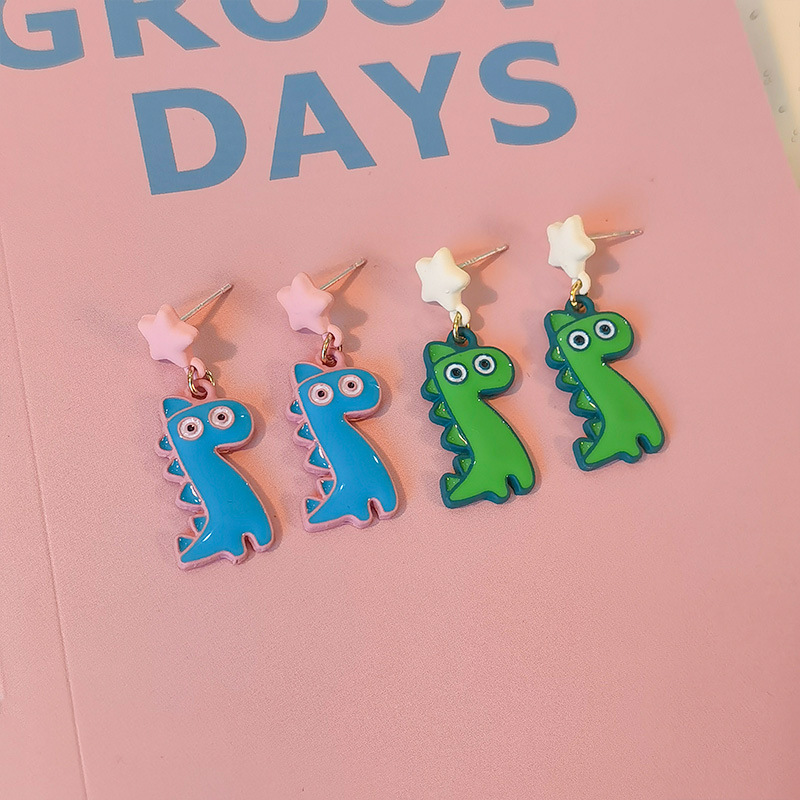 Wholesale Jewelry Cute Dinosaur Alloy Stoving Varnish Drop Earrings display picture 4