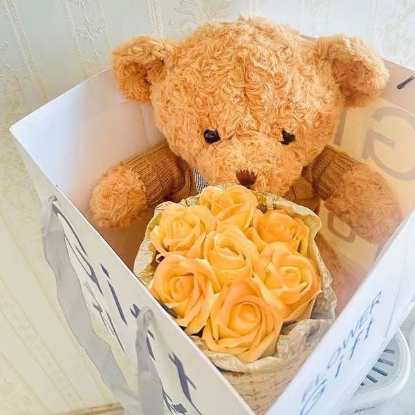 Día de San Valentín de Qixi osos muñecas flores de rosa eterno regalo de cumpleaños para amigos de clase maestra