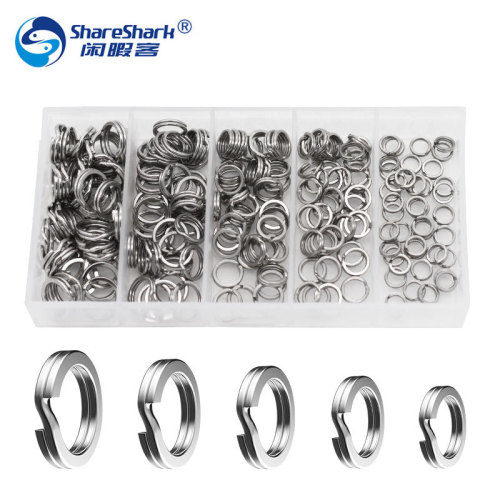 Fishing gear 200pcs flattened double loop set flattened and bent double loop flattened lure connecting ring O-ring double loop