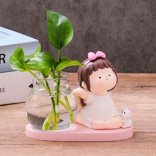 Ruijie creative yoga girl hydroponics home furnishings creative cute doll pothos vase desk decorations