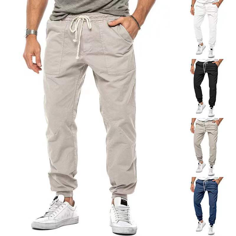 2024 Men's Spring And Summer New Style Classic Drawstring Pants Solid Color Woven Casual Sports Work Trousers Plus Size Men's Clothing_voghion.com