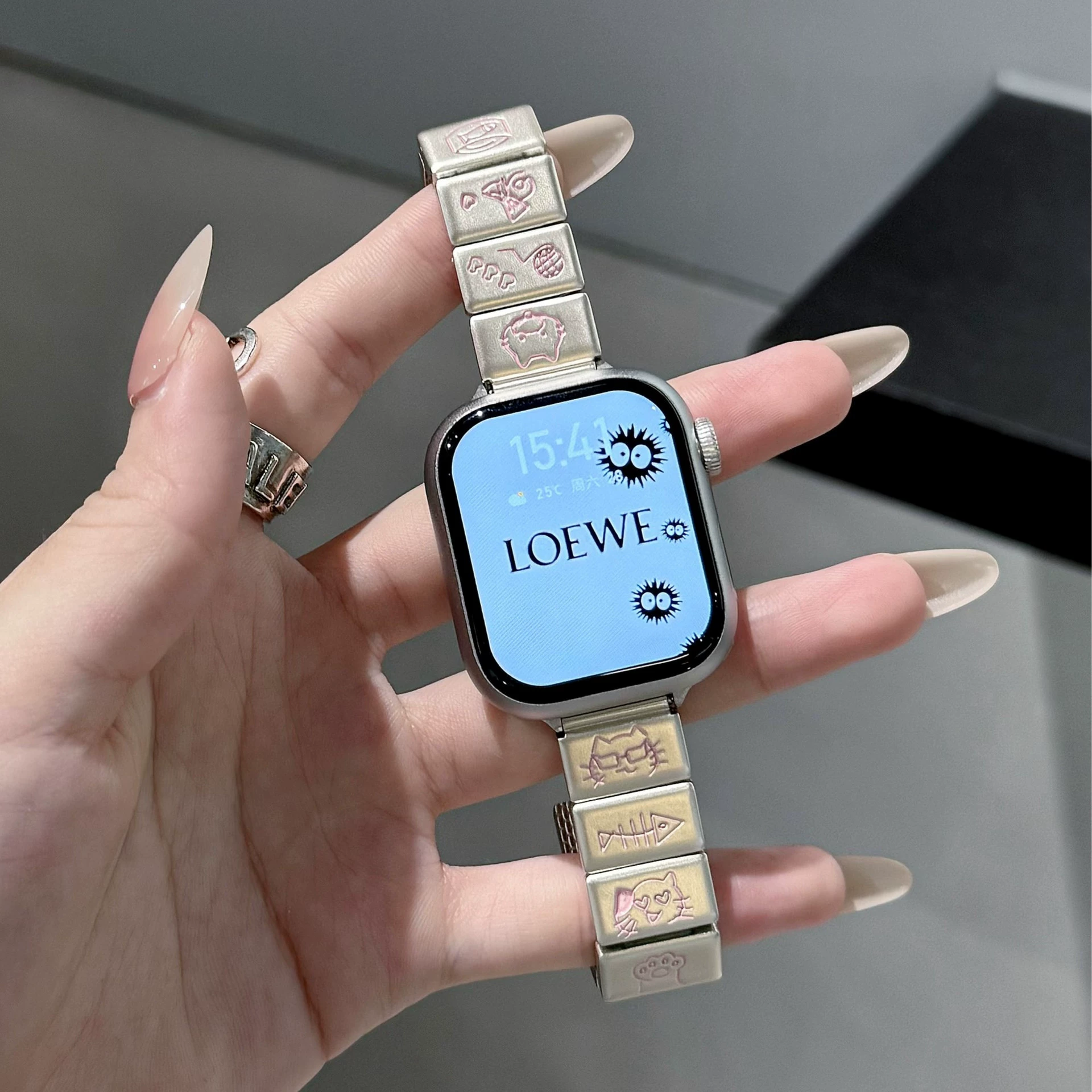 Новый металлический ремешок S10 с котятами для Apple Watch, 38/40/41 и 42/44/45/49 мм, в цветах