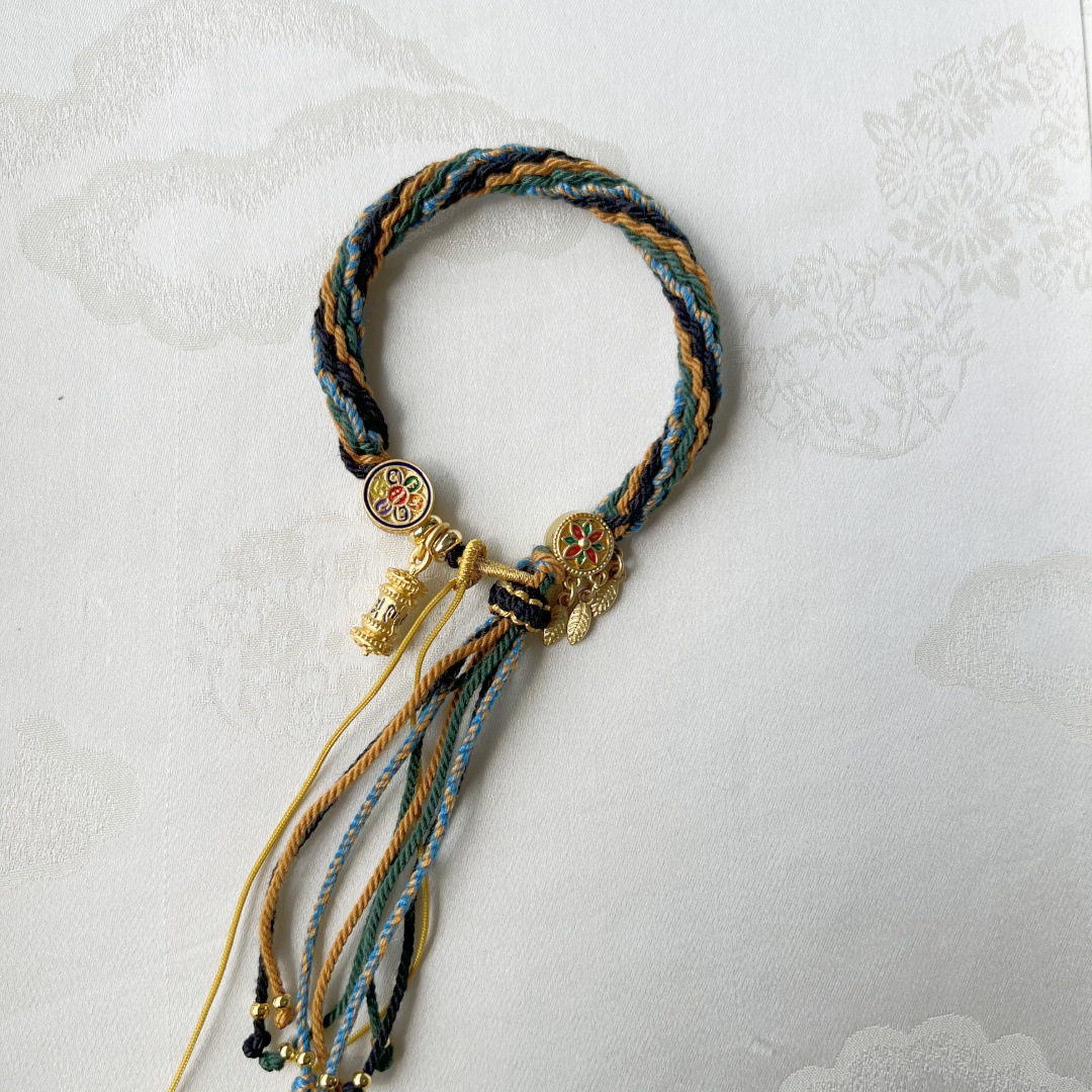 Mano tejida estilo Xizango mano cuerda zachilam mano cuerda verde madre cinco maestro thangka pulsera Xizanga mano cuerda regalo femenino