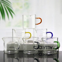 透明玻璃品茗杯办公室透明小奶盅咖啡茶套装高硼硅玻璃双嘴小把杯