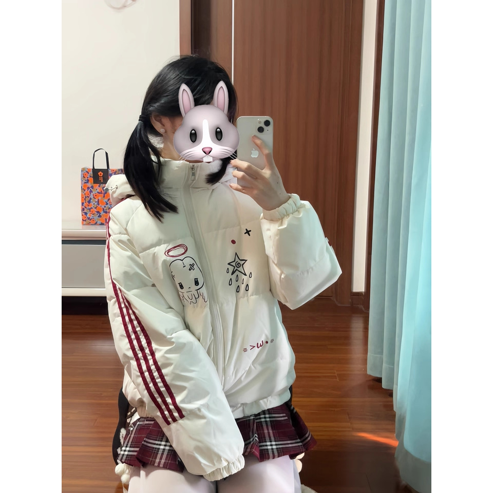 可爱宅萌系兔耳朵连帽棉服外套女2025新款宽松慵懒风chic保暖棉衣