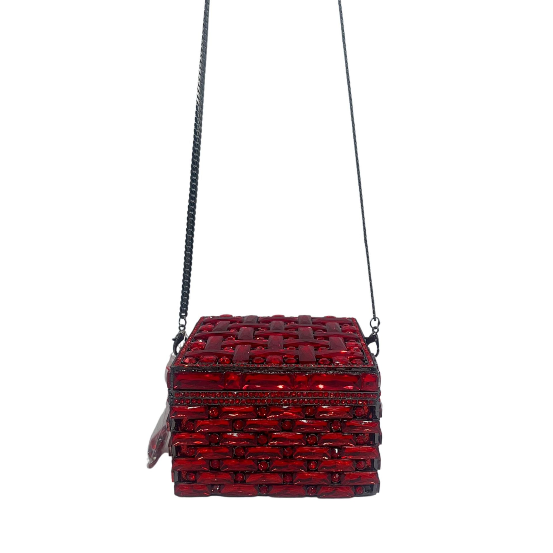 Túi clutch nữ đính kim cương dáng hộp vuông nhỏ dự tiệc — Nền vàng kim cương trắng, Vàng AB, Bạc AB, Màu bạc chi tiết 15