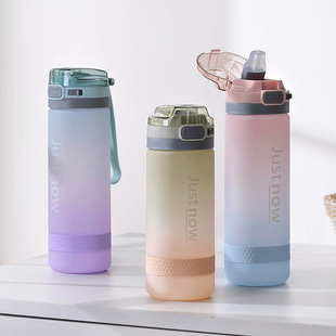 Cross-border Gradient Star Space Cup Men's and Women's Frosted Straw Plastic Cup Student with Scale and Lock Portable Water Cup