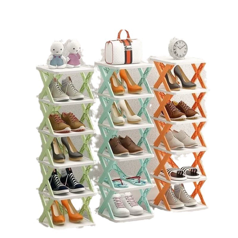 Simple shoe rack household saving space storage door narrow shoe rack multi -functional creative plastic multi -layer dormitory small shoe cabinet