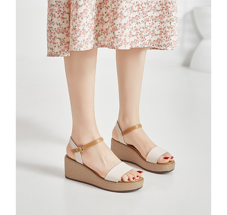 Sandal đế xuồng nữ quai ngang cổ điển, đế dày thời trang mùa hè — AY39 Bánh gạo chi tiết 21