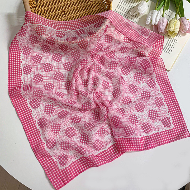 Pañuelo floral, estilo pastoral femenino de verano, nuevo estilo, bufanda fresca, bufanda de seda, bufanda cuadrada pequeña, bufanda de cuello de sentido avanzado