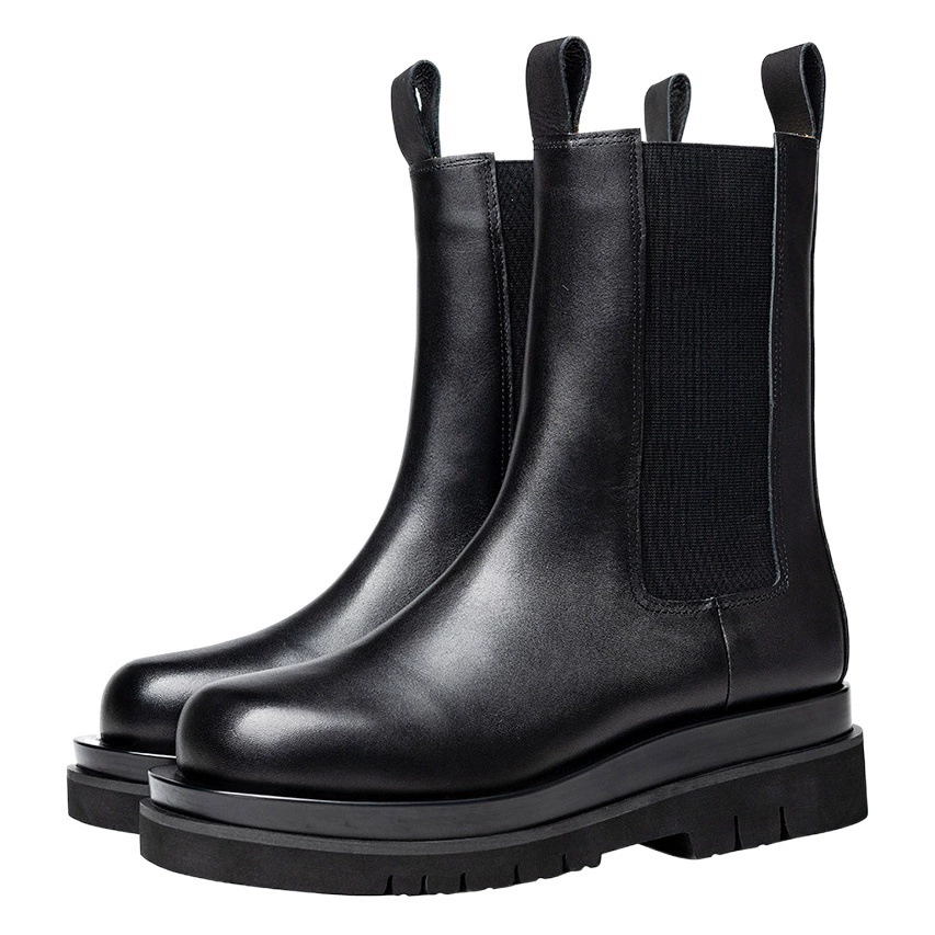 Цельные высококачественные легкие роскошные ботинки челси до середины икры, Мужская толстая подошва, увеличенная кожа, мундштук для первого слоя из воловьей кожи, кожаные ботинки Tide